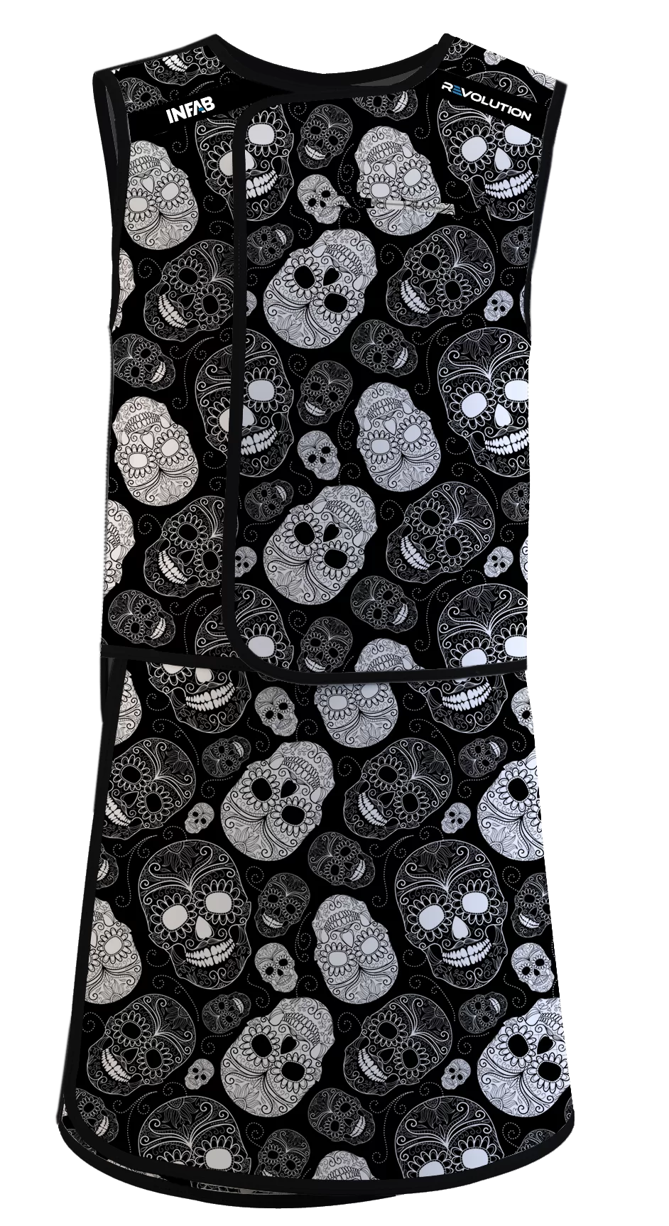 White Candy Skulls on apron