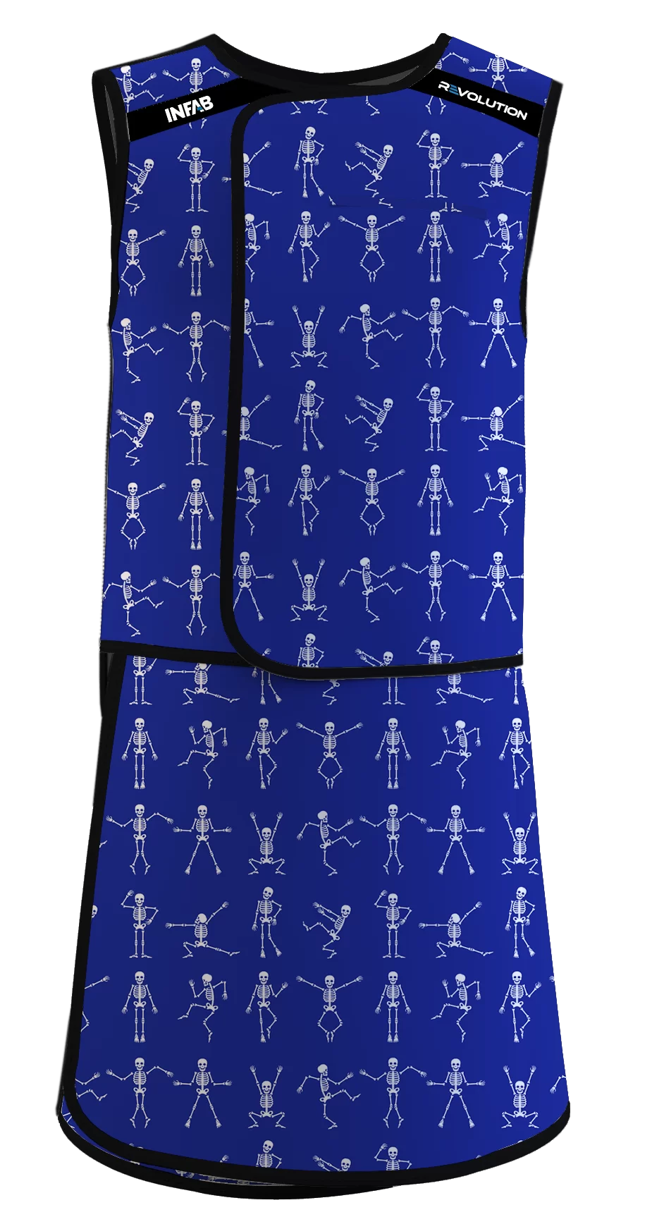 Dancing Skeletons Blue on apron