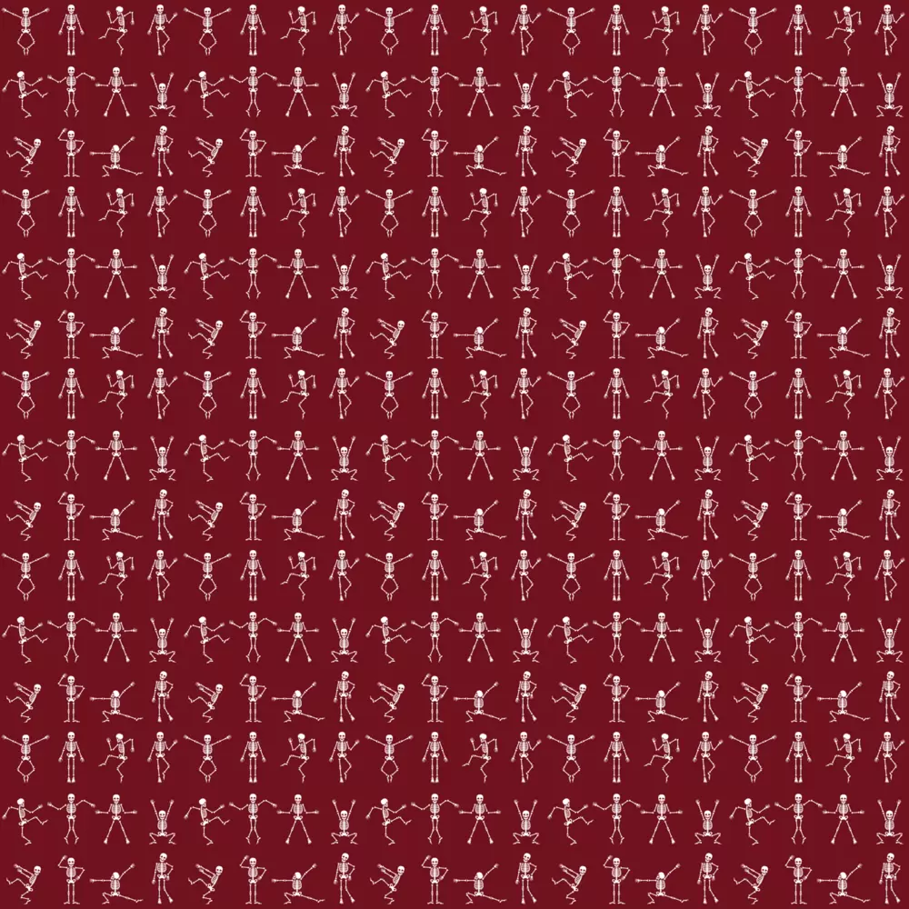 Dancing Skeletons Burgundy