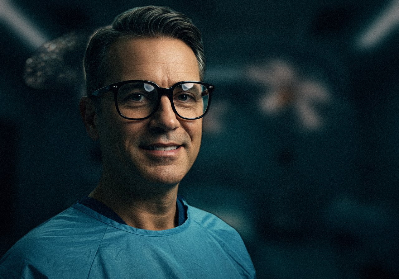 Surgeon wearing the Ray-Ban Justin lead glasses