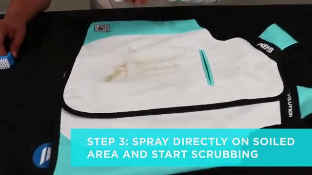 STEP 3: Spray Scrubbles directly on soiled area and start scrubbing